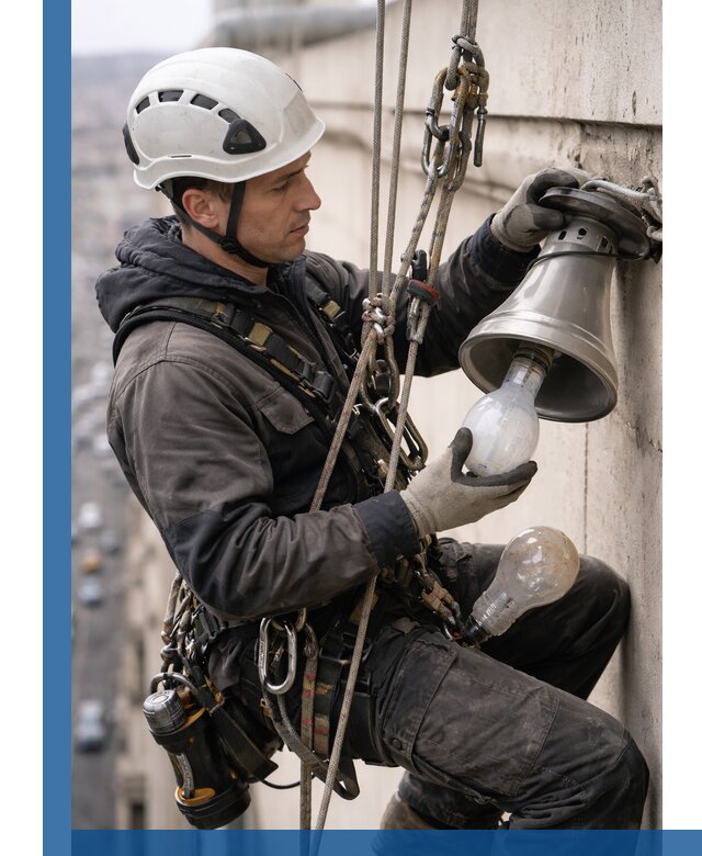 Замена ламп на высоте в Новодвинске профессионально и быстро