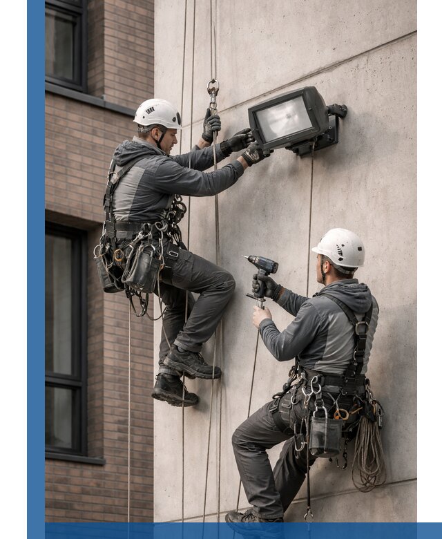 Профессиональный монтаж фасадных прожекторов в Новодвинске под ключ