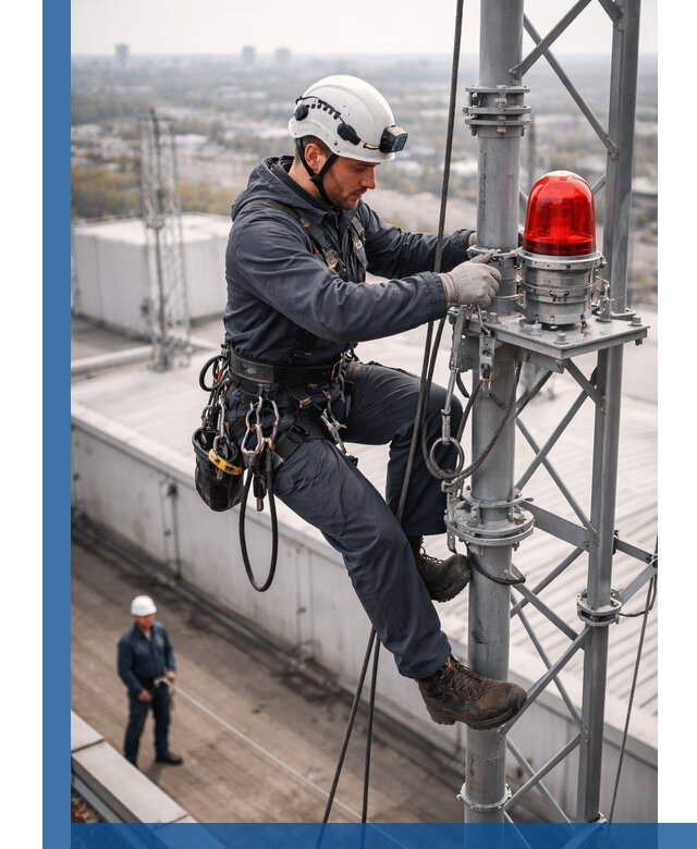 Монтаж заградительных огней и обслуживание объектов в Новодвинске