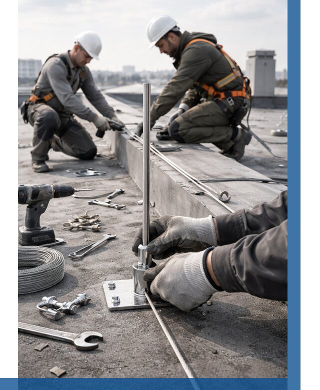 Монтаж молниезащиты на кровле в Новодвинске цена от 25568 р. | ВЫСОТНИК-Нвд