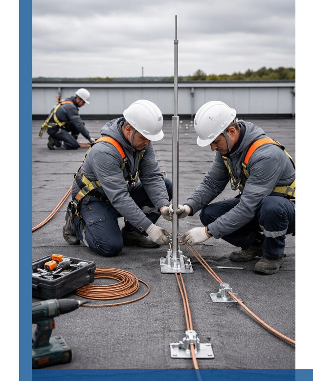 Монтаж молниезащиты на кровле в Новодвинске под ключ с гарантией