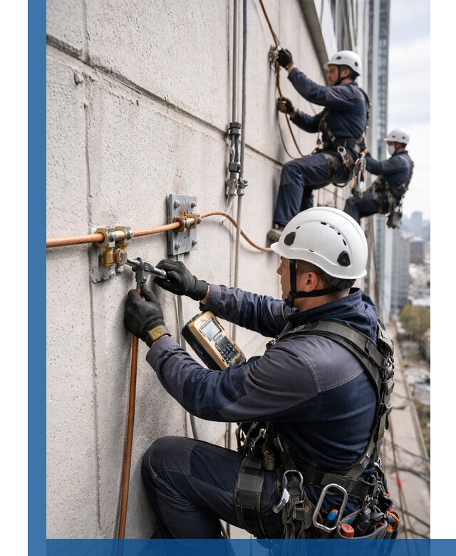 Монтаж системы заземления здания и молниезащиты в Новодвинске