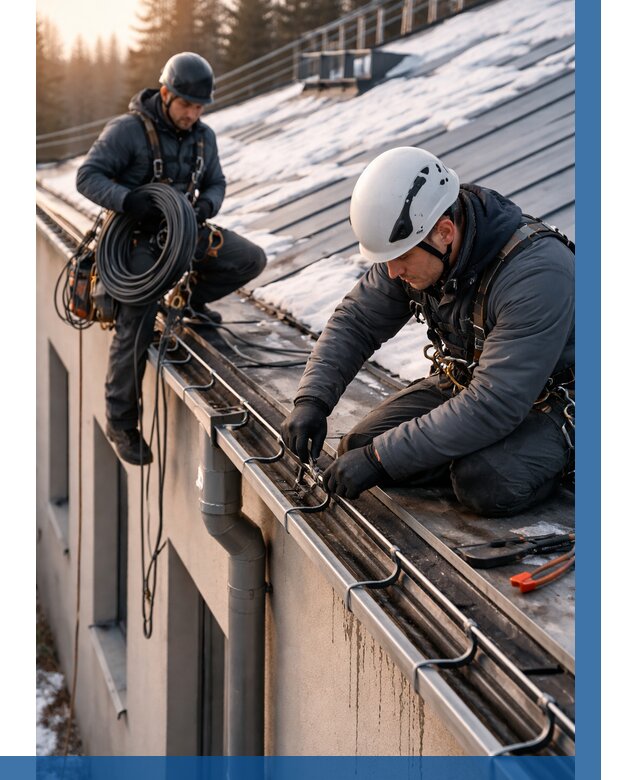Монтаж греющего кабеля на кровле в Новодвинске от 460 р. | ВЫСОТНИК-Нвд