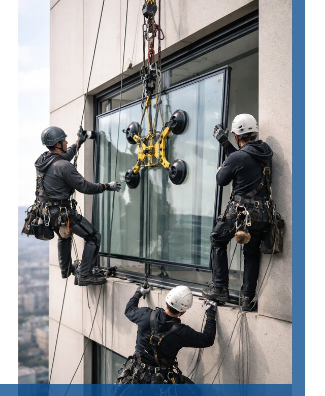 Монтаж стеклопакетов на высоте в Новодвинске от 3273 р. | ВЫСОТНИК-Нвд