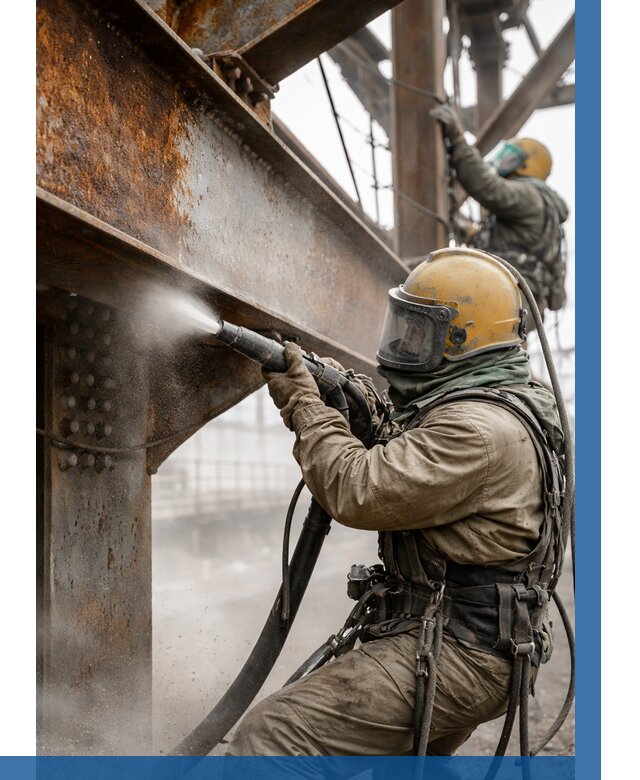 Пескоструйная очистка металлоконструкций в Новодвинске по 614 р. ВЫСОТНИК-Нвд