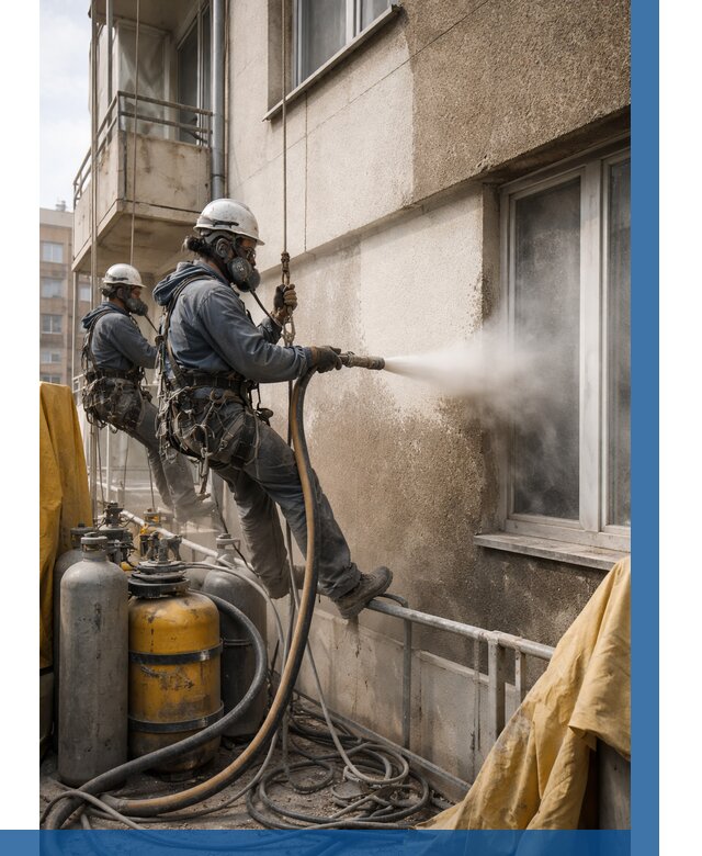 Пескоструйная очистка фасада в Новодвинске от 665 р. | ВЫСОТНИК-Нвд