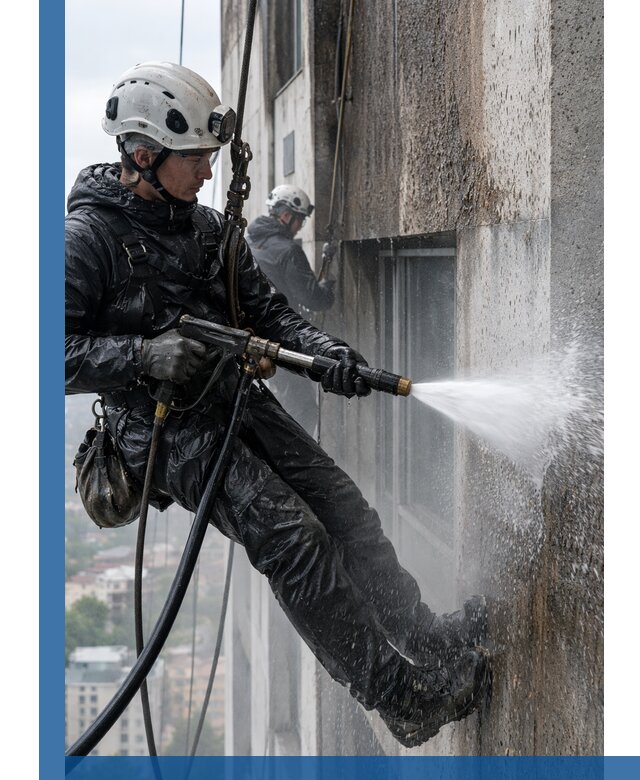 Гидроструйная очистка фасадов и конструкций в Новодвинске