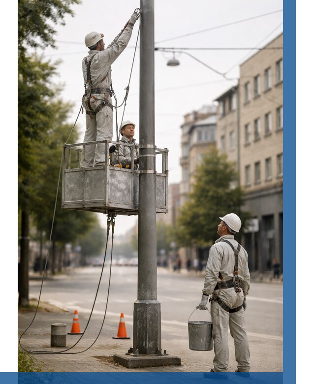 Покраска опор освещения в Новодвинске от 5114 р. | ВЫСОТНИК-Нвд