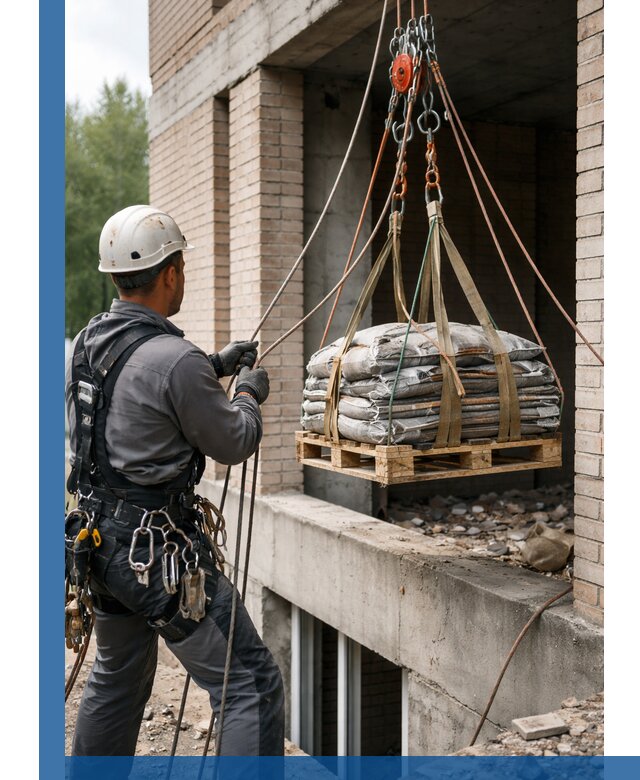 Подъем материалов на этаж веревками в Новодвинске оперативно