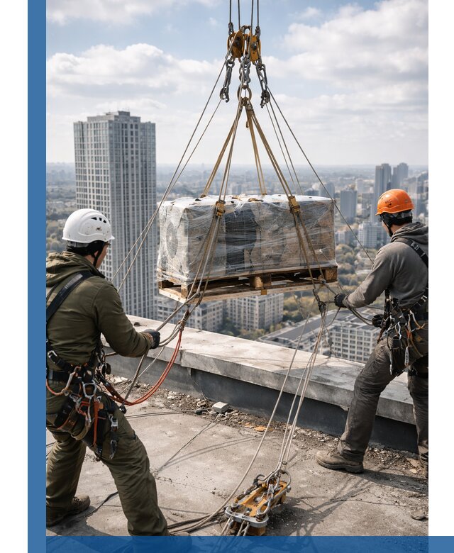 Подъем и монтаж крупногабаритных грузов на крышу в Новодвинске
