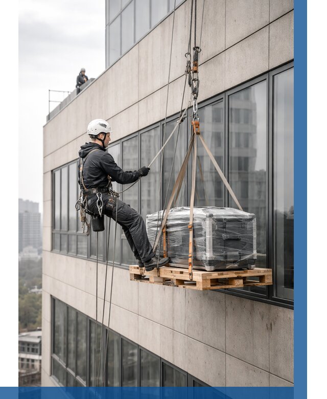 Спуск груза по фасаду в Новодвинске от 3579 р. | ВЫСОТНИК-Нвд