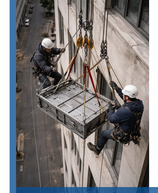 Спуск и подъем грузов по фасаду в Новодвинске для зданий