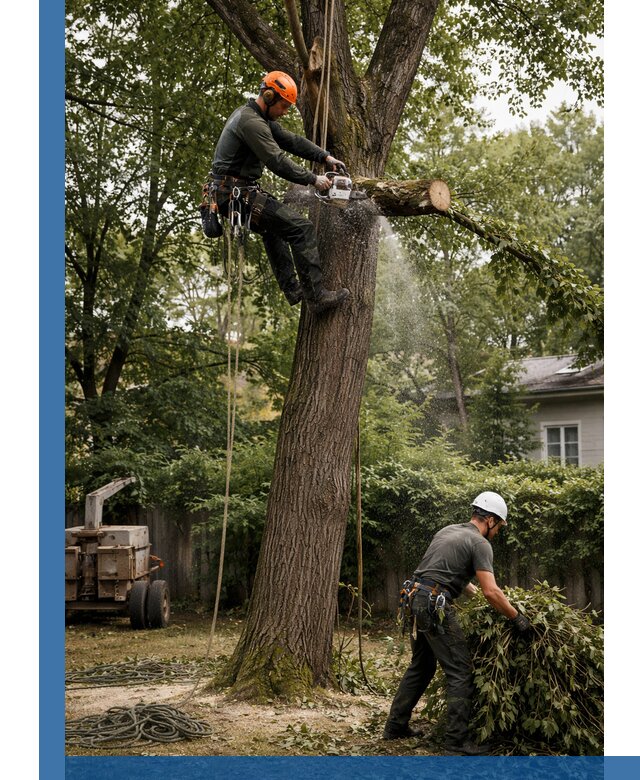 Кронирование деревьев в Новодвинске, безопасная высотная обрезка