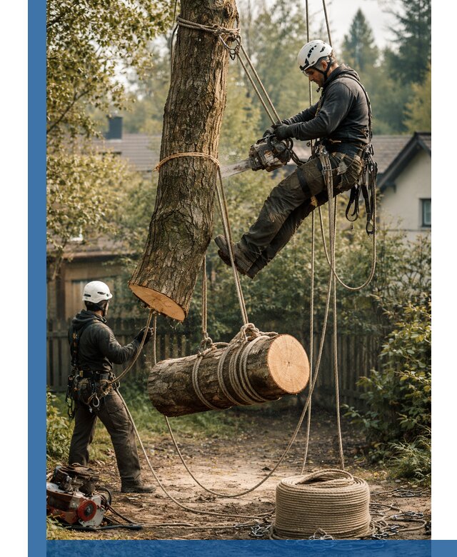 Валка деревьев частями в Новодвинске, безопасно и аккуратно