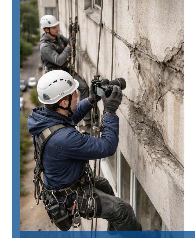 Фотофиксация дефектов фасада с высотной съемкой в Новодвинске