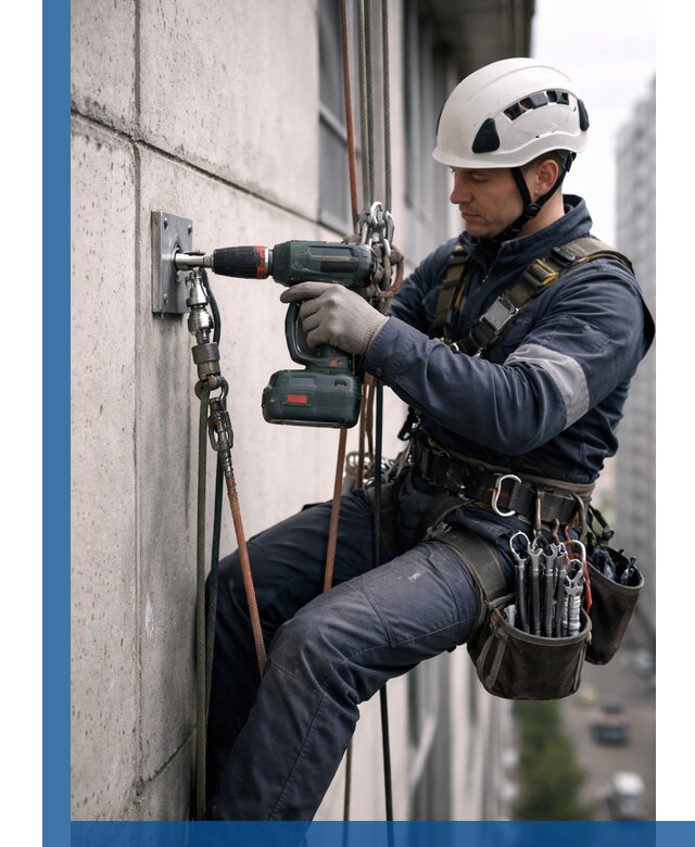 Установка анкерных точек для высотных работ в Новодвинске