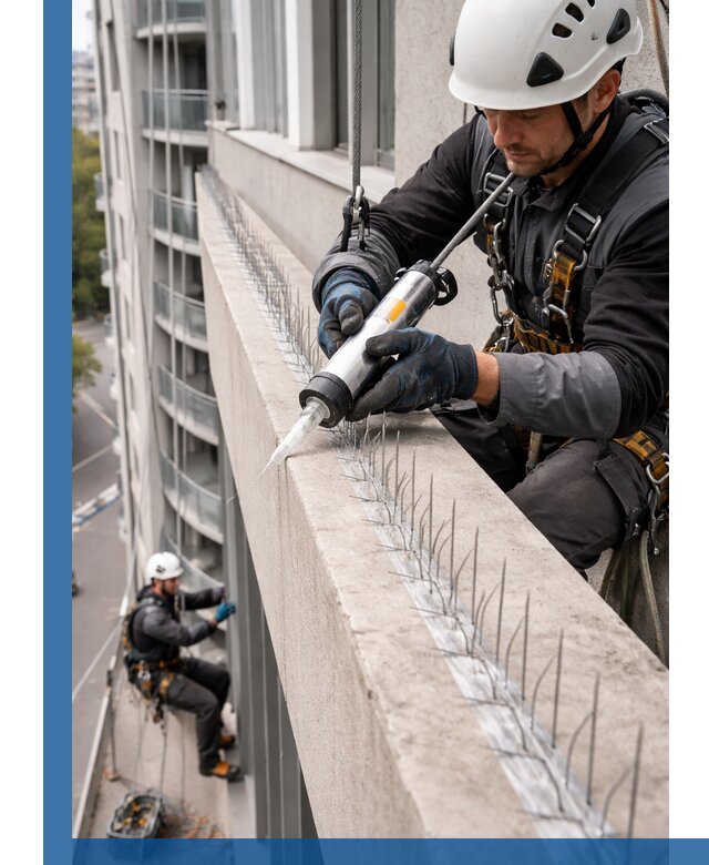 Установка шипов от птиц на фасадах и кровлях в Новодвинске